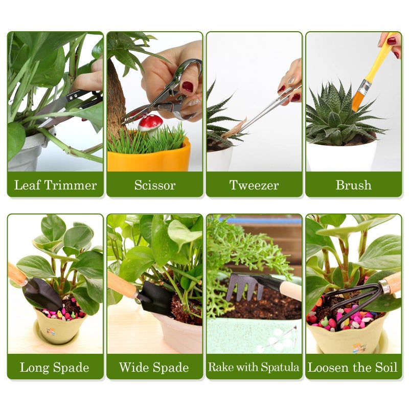 LIHAO 9PCS Basic Bonsai Tools Set, Bonsai Tree Kit Mini Garden Tools Includes Pruning Shears, Mini Rake, Fold Scissors and More - Image 5